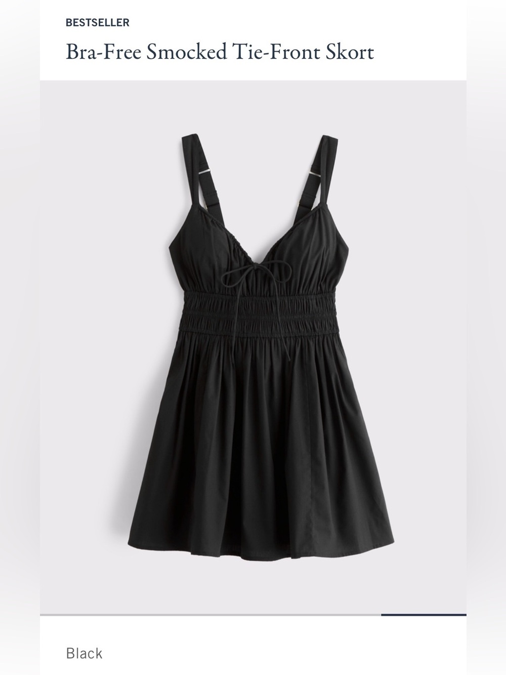 Abercrombie & Fitch Black Bra-Free Smocked Tie-Front Skort